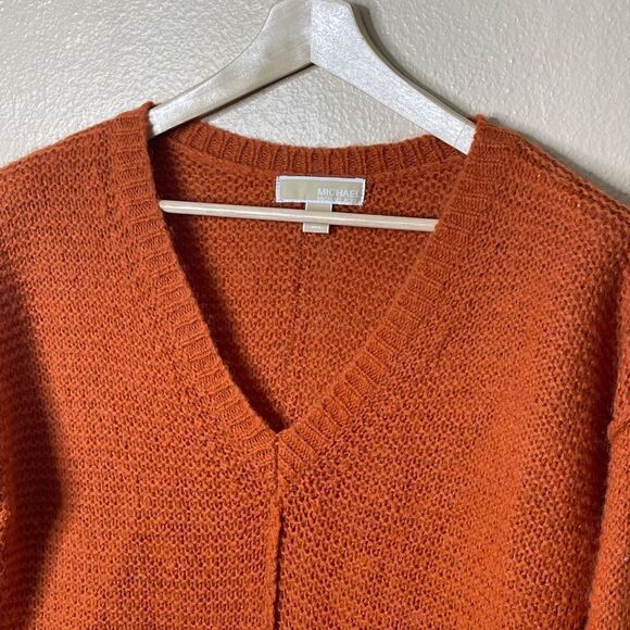 Michael Kors Sweater Women's Small Orange V-neck Wool Bland Casual - Picture 6 of 11